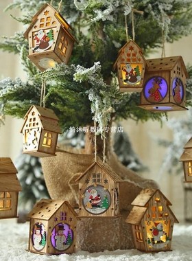 1/2 Layer Festival Led Light Wood House Christmas Tree Decor