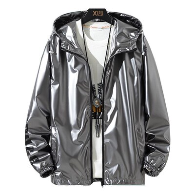 Spring Autumn Hiking Jacket Grey Glossy Coat Outdoor Waterpr