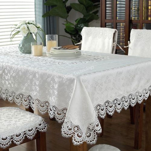 Europe luxury embroidered tablecloth white table dining tabl