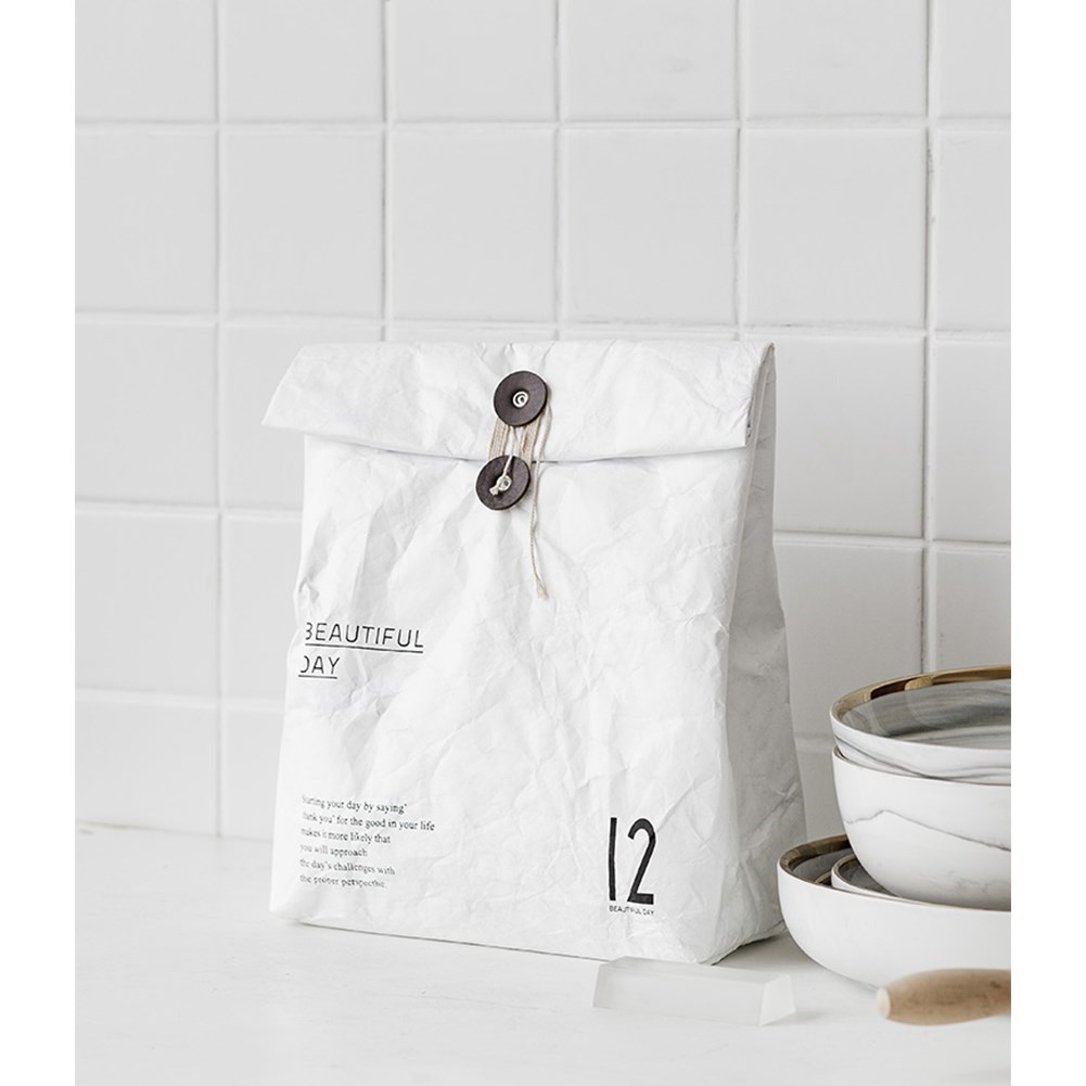 Brown Paper Cooler Bag Printed Kitchen Storage Reusable Insu