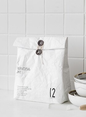 Brown Paper Cooler Bag Printed Kitchen Storage Reusable Insu