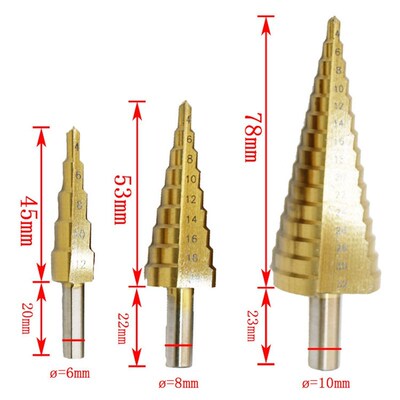 3Pcs Metric Pagoda Shape Hole Cutter 4-12/20/32mm HSS Titani