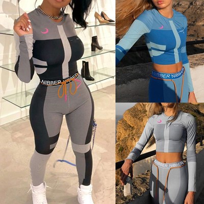 Sexy Tracksuits Women Two Piece  Set Outfits Sports Fitness
