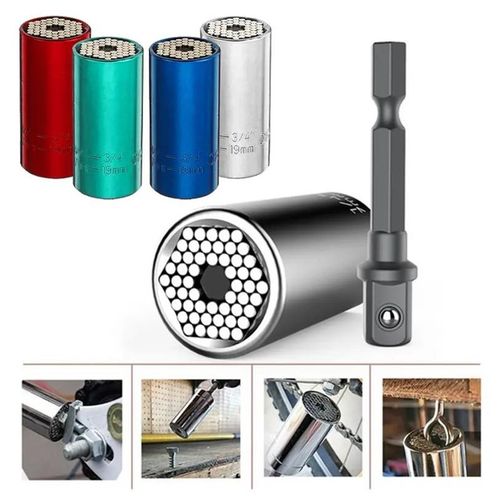 Universal Torque Wrench Head Set 2 Pcs Socket Sleeve 7-19mm