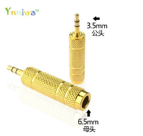 1Pcs Gold 6.5mm female turn to 3.5mm male head household mi