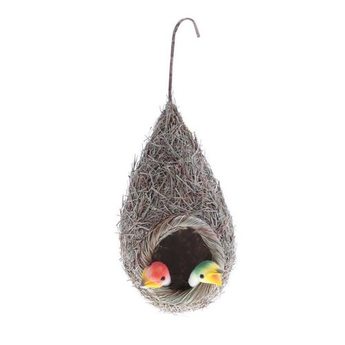 Large Simulation Straw Cute Bird Nest Garden Hanging Decorat