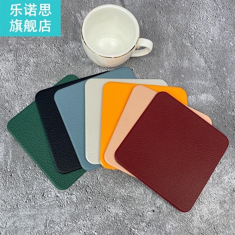 4pcs Coaster PU  Leather Cup Cushion Simple Style Non-slip C