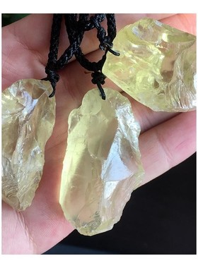 Natural Citrine Stone pendant  Yellow Quartz Crystal Rough B