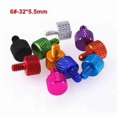 5PCS 6#-32*5.5mm UNC Coarse Thread Knurled Thumb Screws Alum
