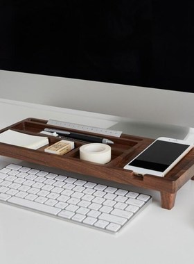 Wooden Office Table Organizer Desk Apple Keyboard Rack Stati
