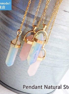 Natural Crystal Stone Pendant Collarbone Necklace Stone Volc