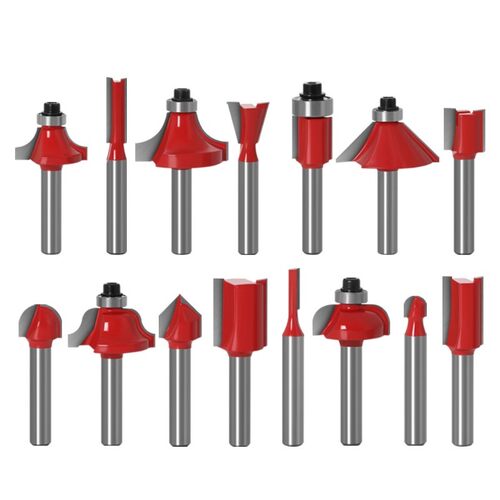 15pcs 1/4 Inch Router Bit Set Trimming Straight Milling Cutt