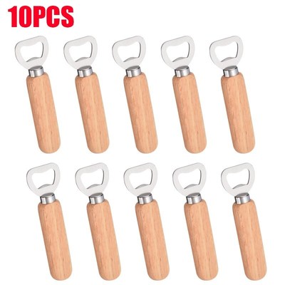 10pcs/set Bartender Bottle Opener Rubber Wood Handheld Wine