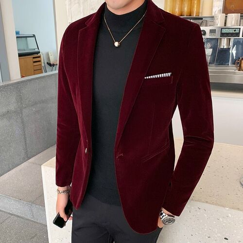 Autum Velvet Wedding Dress Coat Mens Blazer Jacket Fashion C