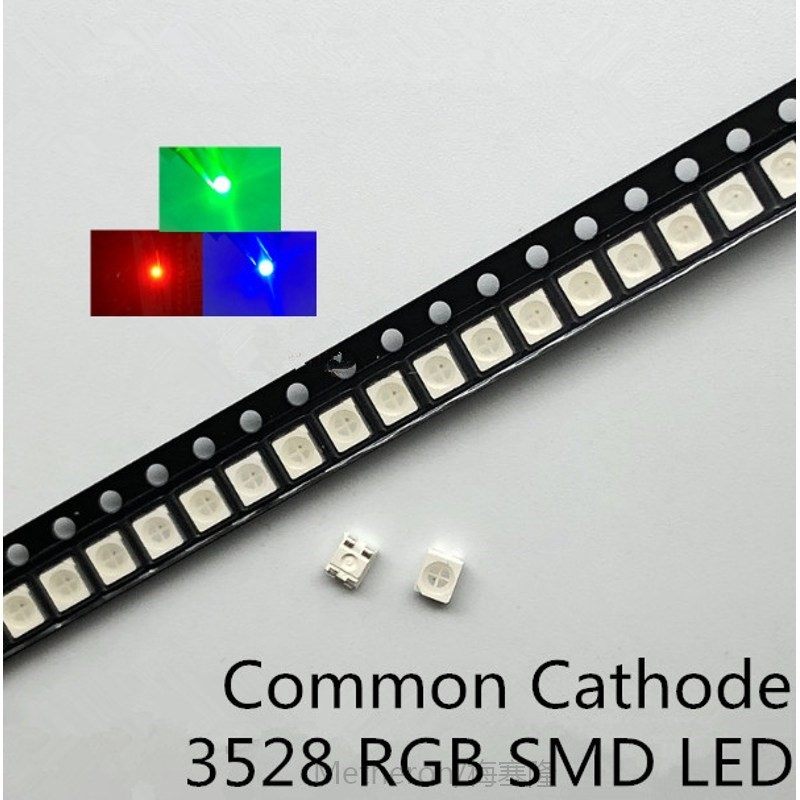 100pcs SMD 3528 RGB LED Common CATHODE 20mA SMT Chip Tricolo