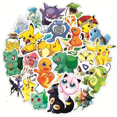 50pcs Pokemon Stickers Kawaii Pikachu Cartoons Anime GO Lap