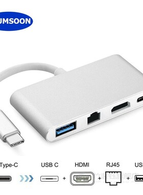 Type-C Thunderbolt 3 to HDMI 4K Ethernet Lan USB C 3.0 Adapt