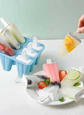 6 Pieces Popsicle Mold Silicone BPA Free IcePop Form Molds R