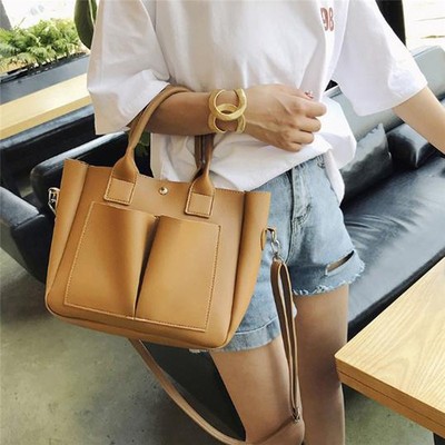 New PU Leather Laptop Bag Simple Handbags Famous Brands Wome