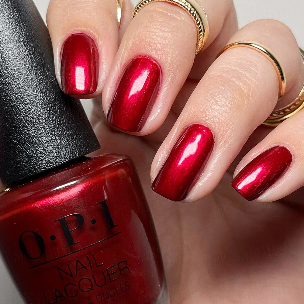 美国OPI指甲油 珠光深红色H08 大气显白 无毒持久美甲 原装 仙 脚