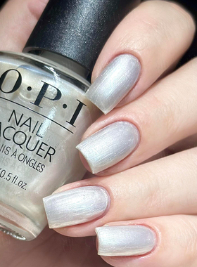 opi指甲油L03珍珠白细闪贝壳色珠光银白色 kyoto pearl免烤不可剥