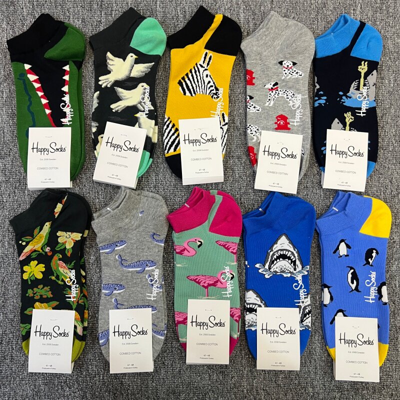 happysocks男袜子多巴胺彩色短袜