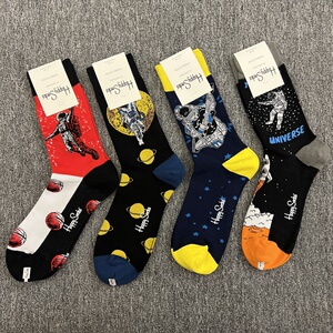 HappySocks卡通太空人大码中筒袜