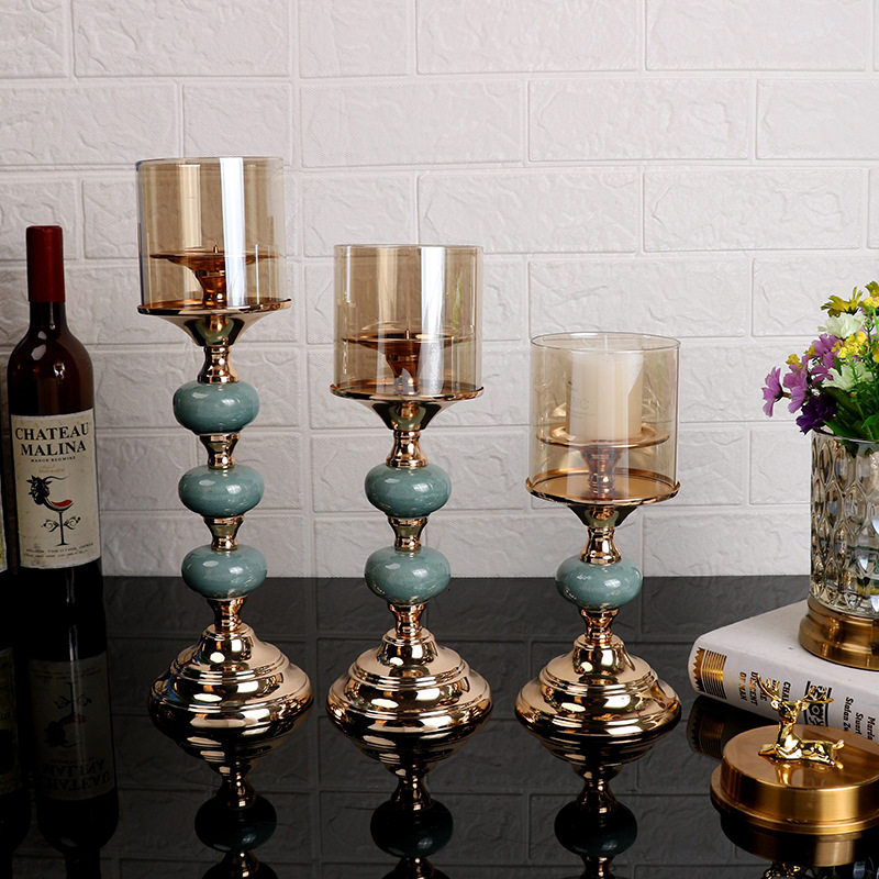 跨境北欧轻奢金色玻璃烛台摆件高级感家用餐桌浪漫蜡烛台礼盒,家居饰品,烛台,淘宝优惠券,粉丝福利购,淘宝优惠卷