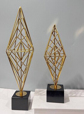 跨境轻奢几何金属摆件装饰品高级感创意家居客厅装饰工艺品 厂