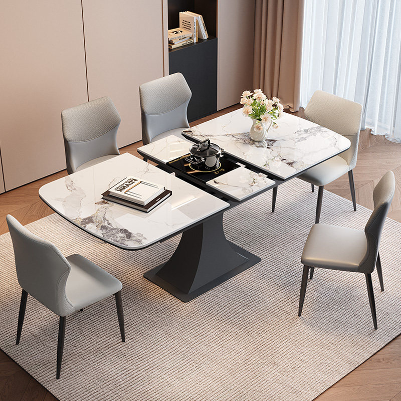 蒂梵拉小蛮腰意式岩板餐桌可伸缩变长方形家用多功能带电磁炉佛山,住宅家具,岩板餐桌,淘宝优惠券,粉丝福利购,淘宝优惠卷