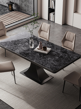 佛山轻奢依诺岩板餐桌石墨烯加热暖菜烤火带电磁炉意式饭桌佛山