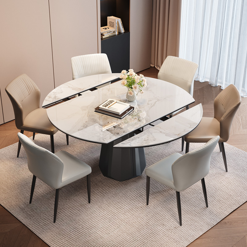 蒂梵拉全托底板可伸缩圆桌餐桌