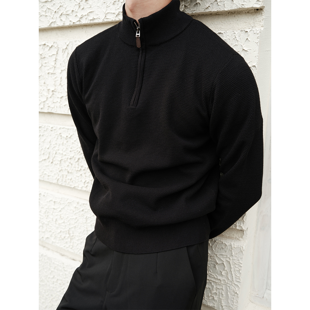 GTAL美式元年半拉链套头立领毛衣