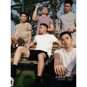 GTAL美式 口粮T恤纯色拼接弹力纤维短袖 透气运动吸湿速干圆领T恤