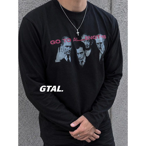 GTAL26FW美式休闲《教父》直喷印花长袖特殊花纱圆领户外上衣T恤