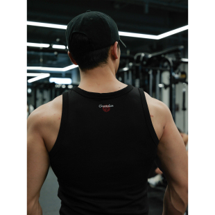 GTAL美式 凉感弹力透气上衣 365克莱塞尔刺绣显壮运动背心日常无袖