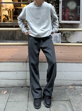 GTAL美式加绒卫裤秋冬刺绣针织长裤纯色百搭舒适直筒抽绳保暖裤子