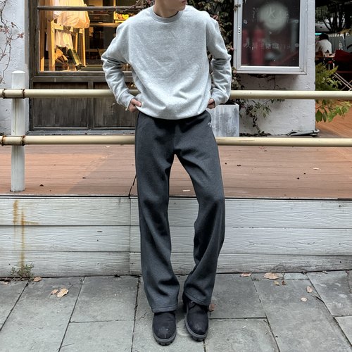 GTAL美式秋冬加绒刺绣直筒休闲裤