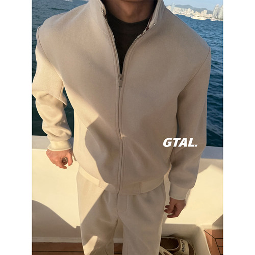 GTAL26FW老钱感懒人套装上衣580g美式休闲立领百搭针织夹克外套