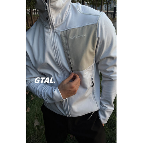 GTAL26FW户外软壳抓绒衣三针五线拼接刺绣修身连帽休闲外套上衣