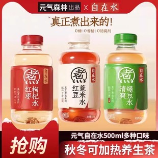 元气森林自在水好自在红豆薏米水500ml红枣枸杞水无糖茶饮料15瓶