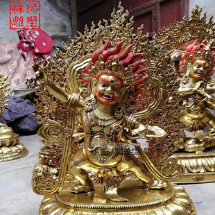 饰品摆件 祥狮藏佛金刚手菩萨纯铜鎏金复古佛像家居佛堂供佛用品装
