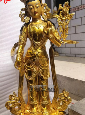 祥狮雕塑黄铜鎏金八大菩萨佛像