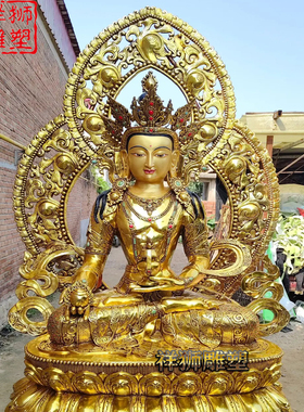 祥狮雕塑纯黄铜鎏金地藏王菩萨
