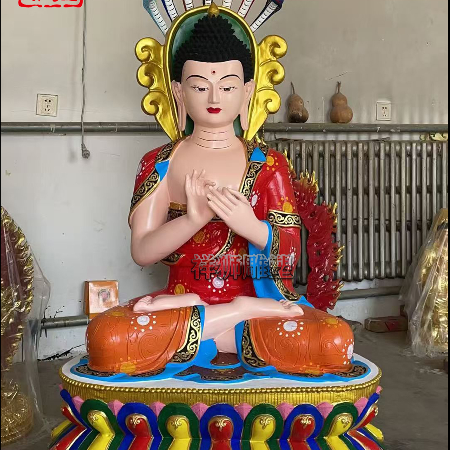 祥狮西藏纯铜彩绘龙树菩萨佛像