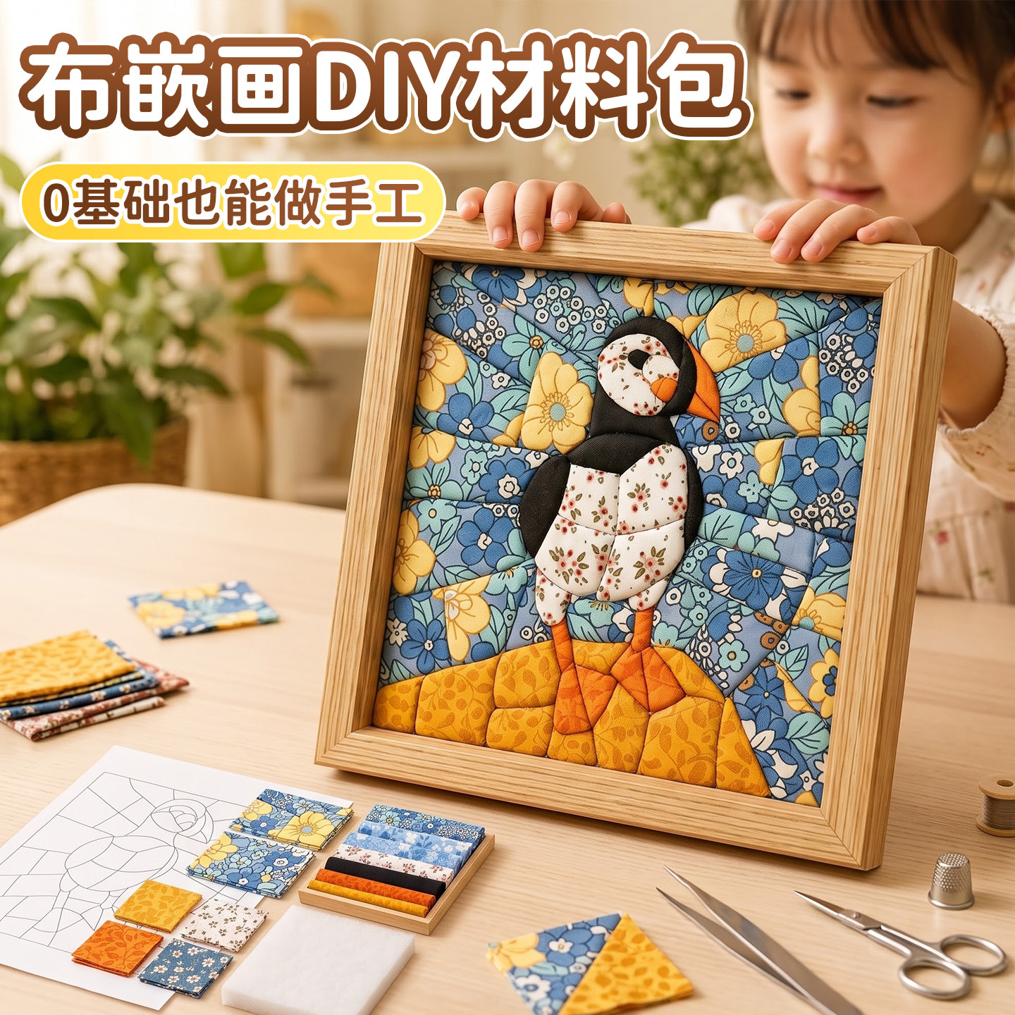 拼布手工diy材料免缝纫布嵌相框