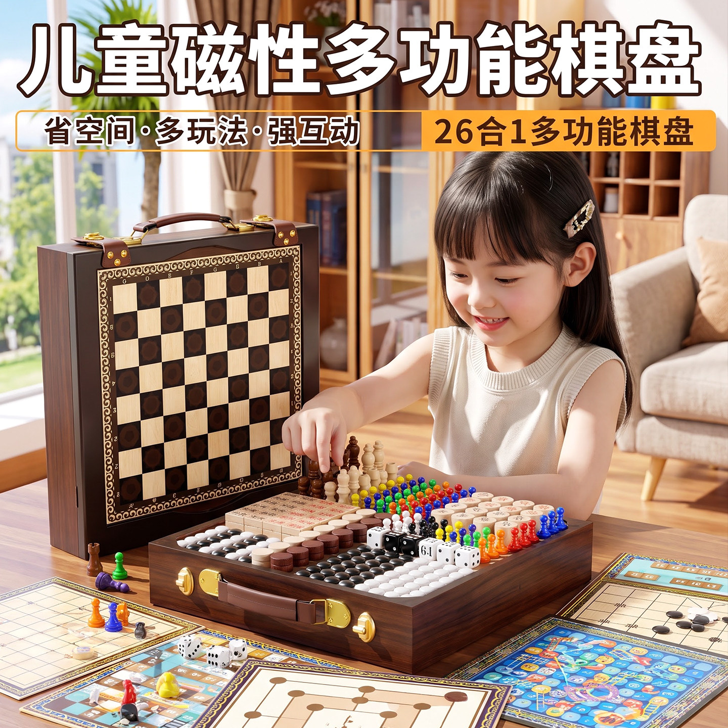 儿童磁性棋牌多功能大容量棋盘