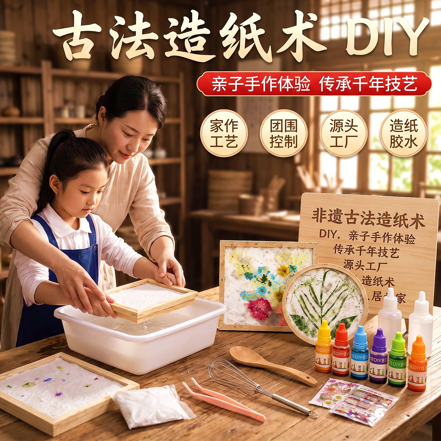 非遗造纸手工diy材料包套装儿童