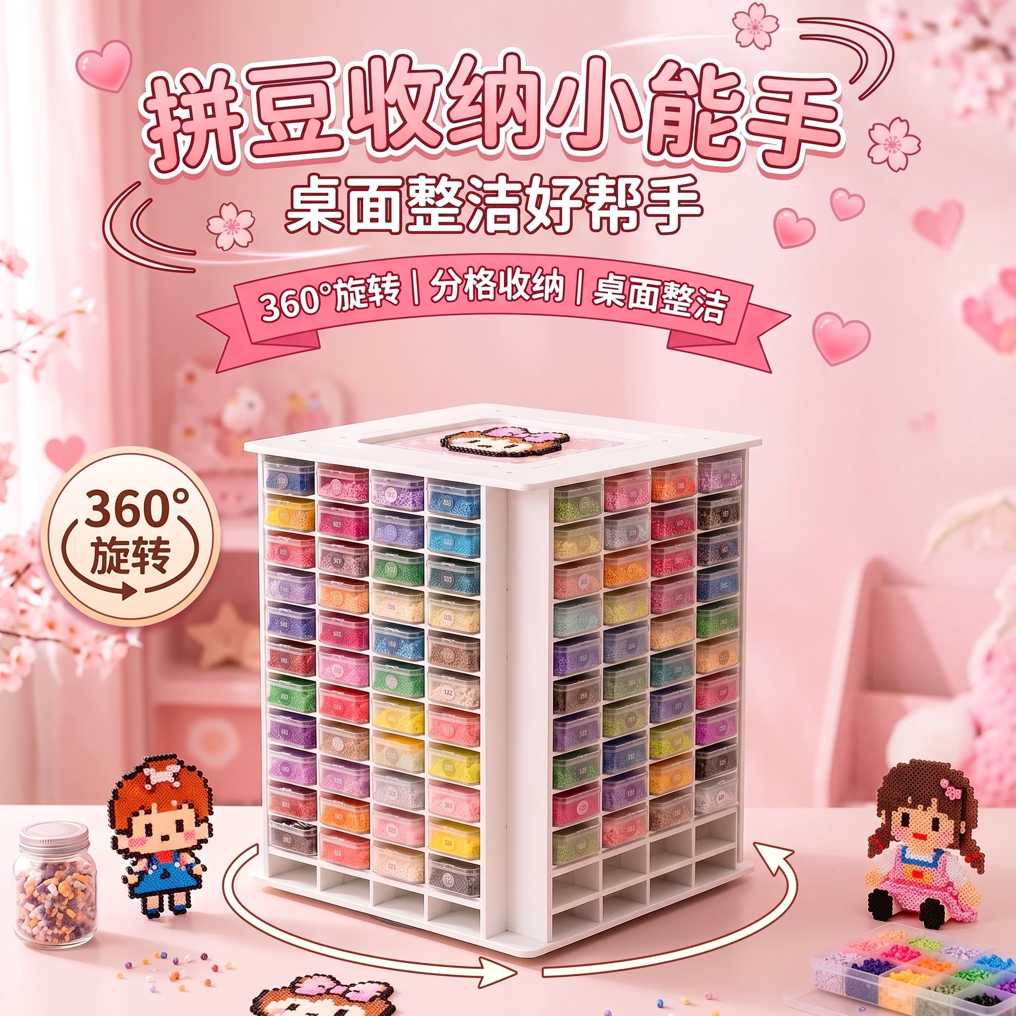 拼豆收纳塔大容量～手工diy女孩