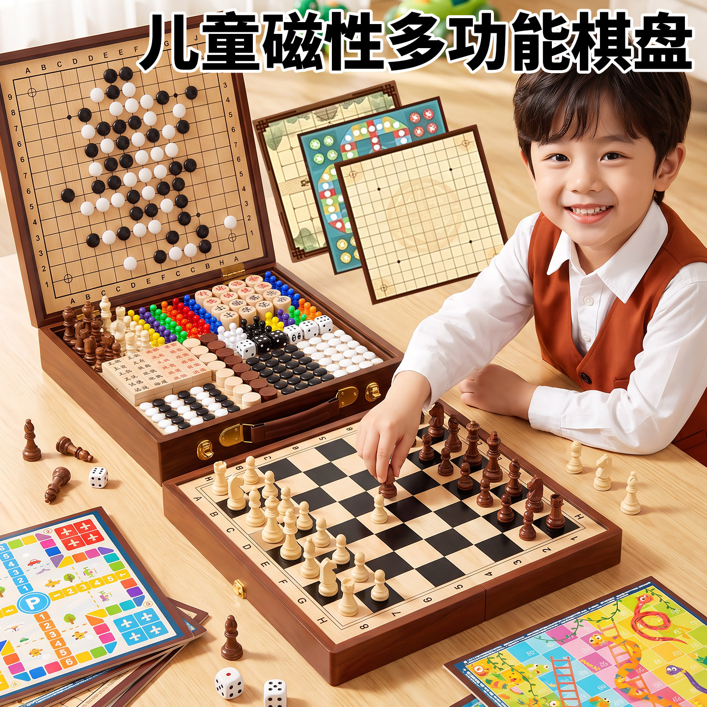 磁性棋桌游三合一大容量收纳棋